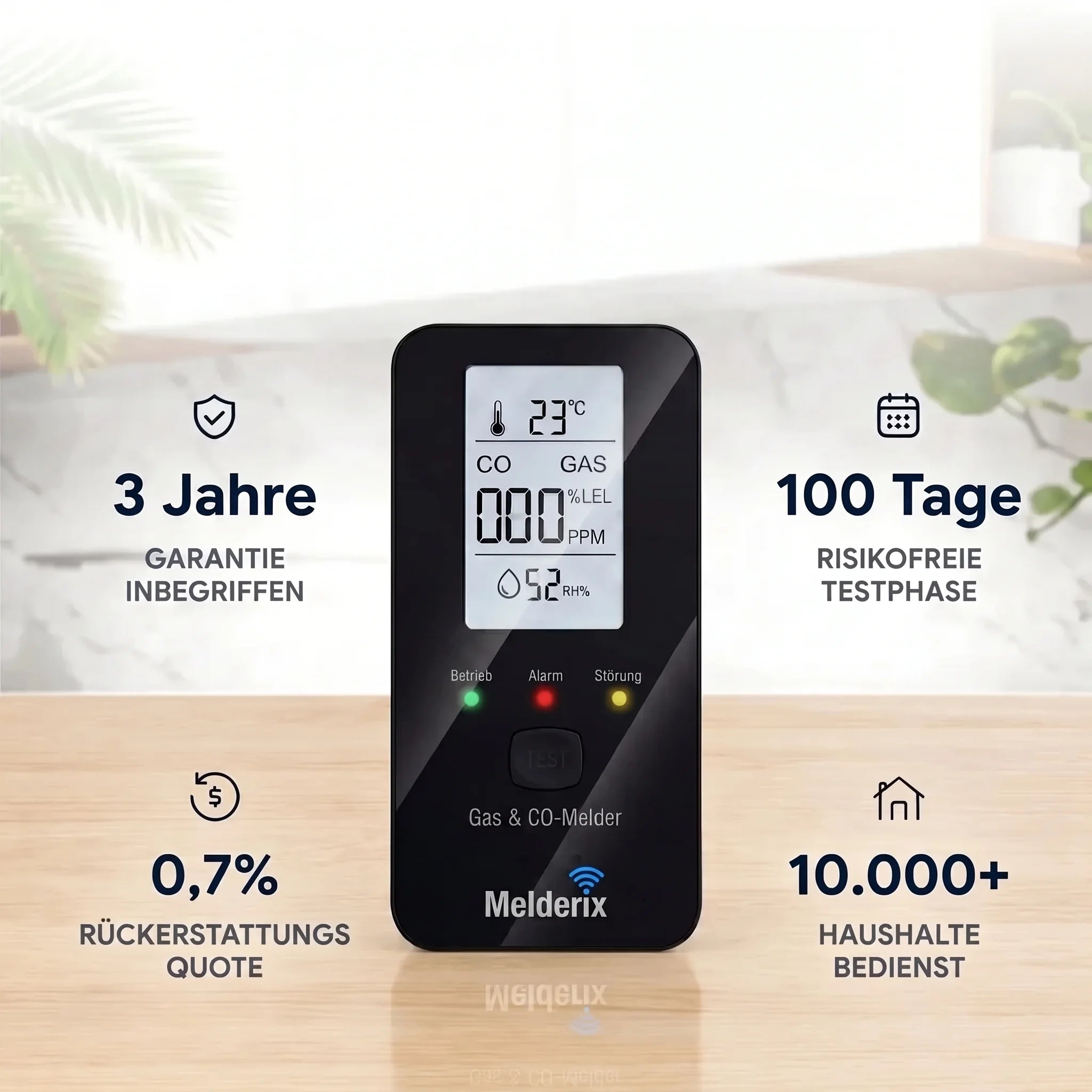 Melderix 4-i-1 CO-detektor for familie & kjæledyr