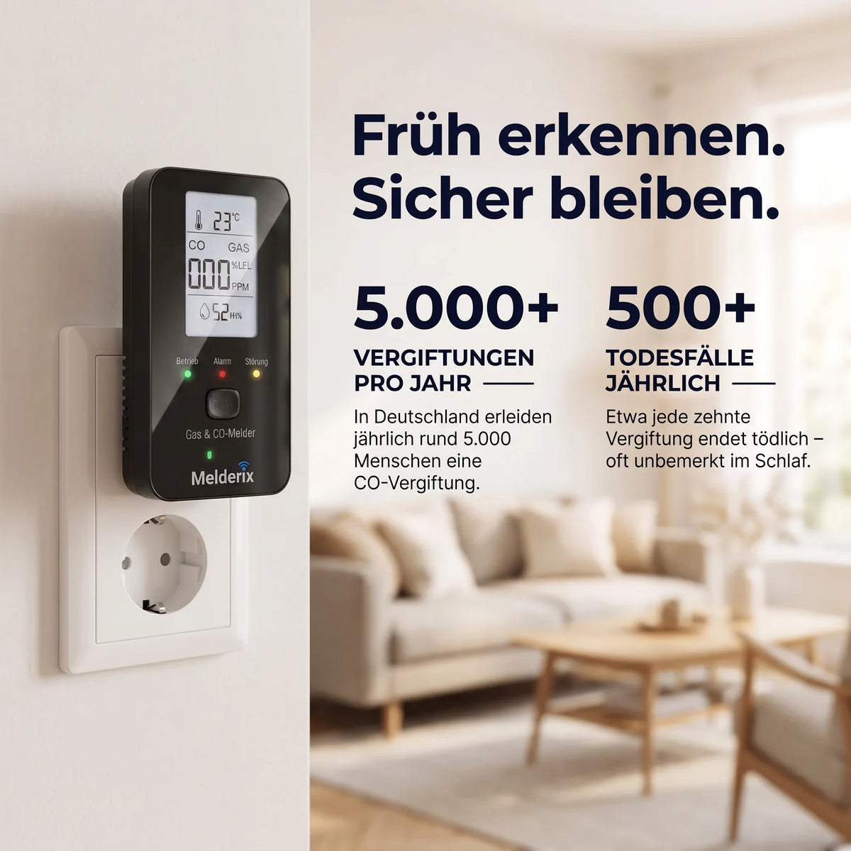 Melderix 4-i-1 CO-detektor for familie & kjæledyr