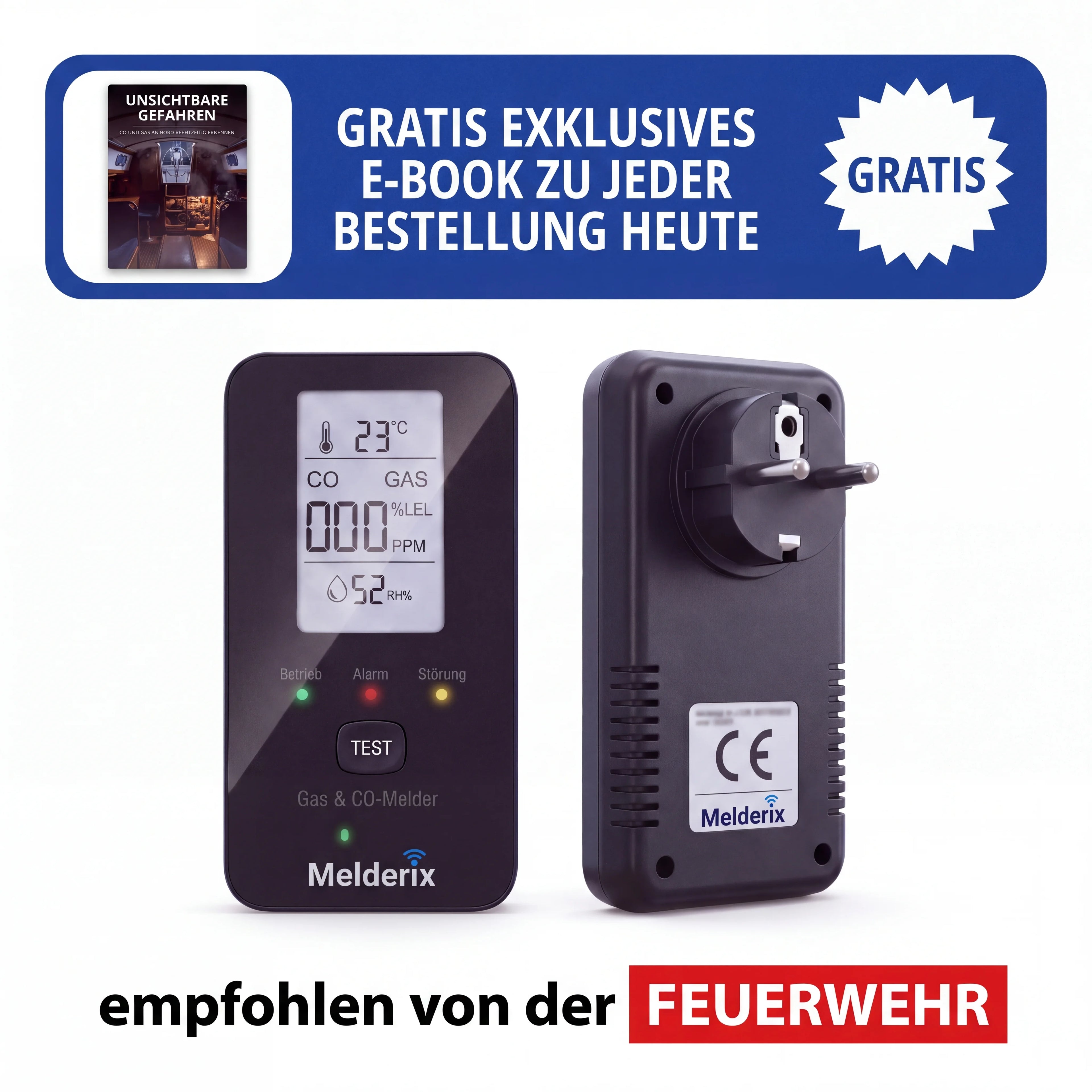 Melderix 4-i-1 CO-detektor for familie & kjæledyr