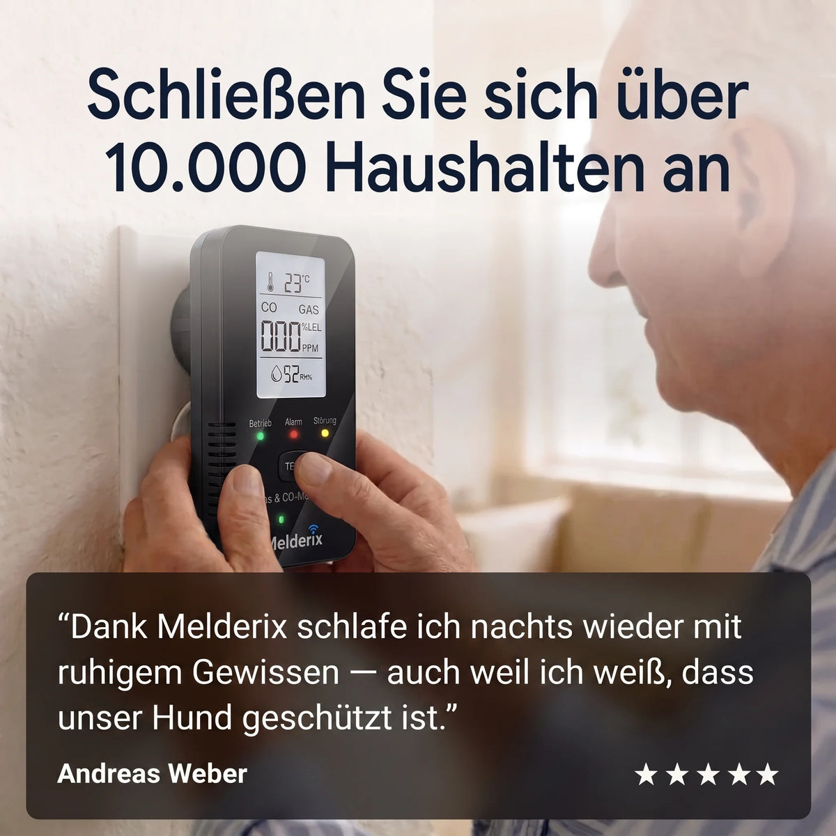 Melderix 4-i-1 CO-detektor for familie & kjæledyr